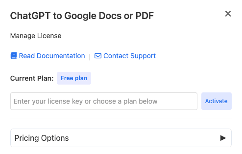 Screenshot of license management window showing license key entry