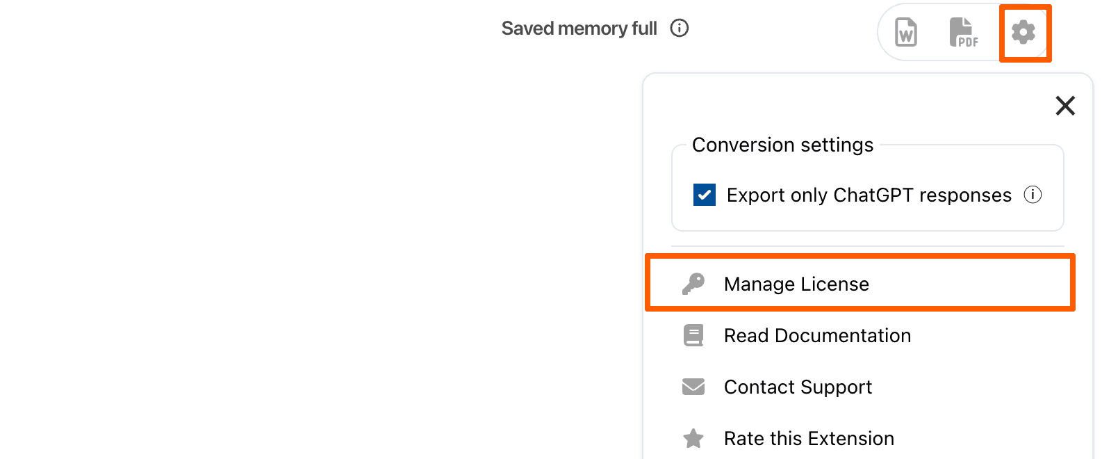 Screenshot of the quota exceeded message with upgrade and license key options